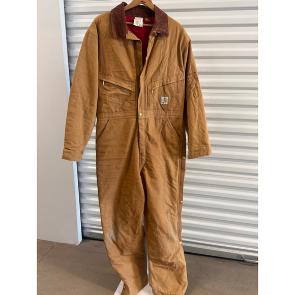 Carhartt Brown Red Lined Work Jumpsuit Size 42